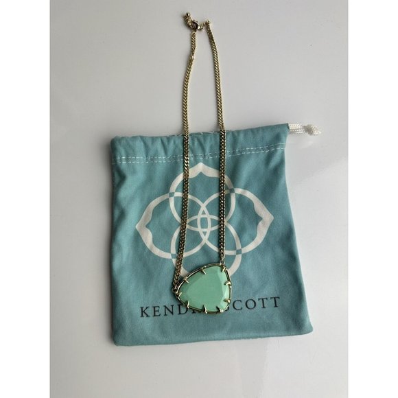 Kendra Scott Jewelry - Kendra Scott Vintage Reversible Mint Green Merritt Necklace In Gold